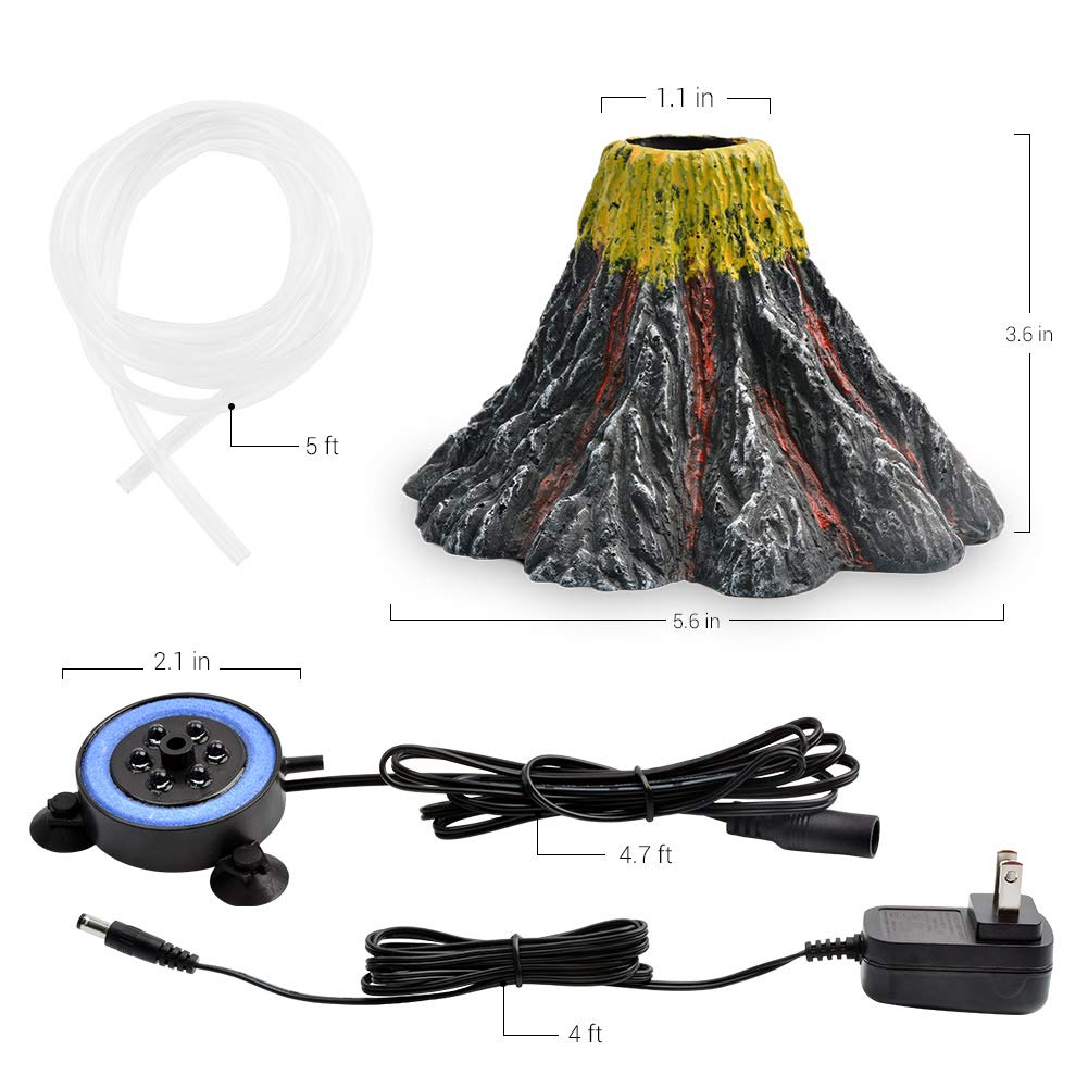 NICREW Aquarium Volcano Ornament Kit, Bubbler Decorations for Fish Tank