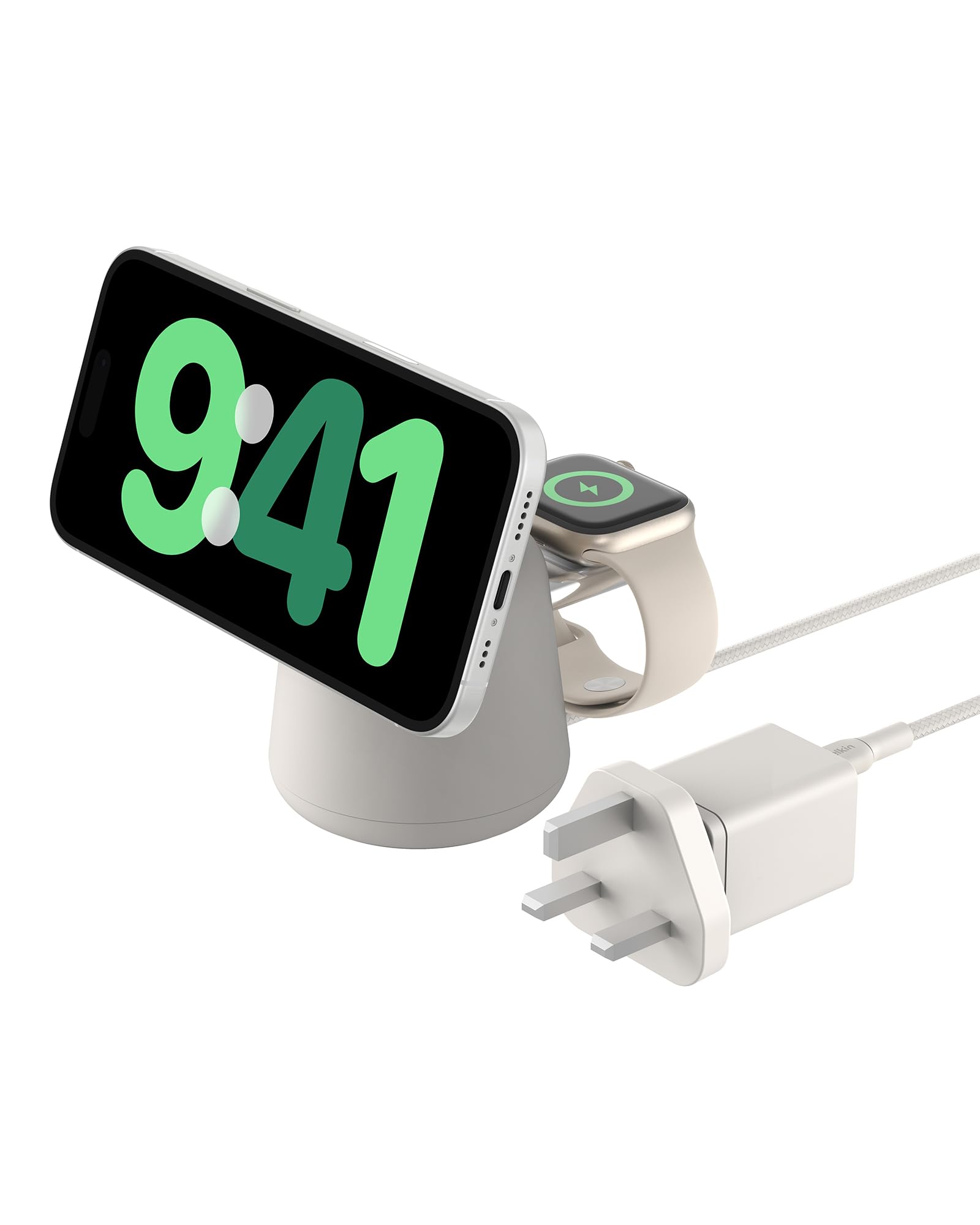 Belkin BoostCharge Pro 2-in-1 Wireless Charging Dock with MagSafe 15W Fast Charge iPhone Charger Compatible with iPhone 17, Air, 16, 15, 14, and 13 Series, AirPods, and Other MagSafe Enabled Devices