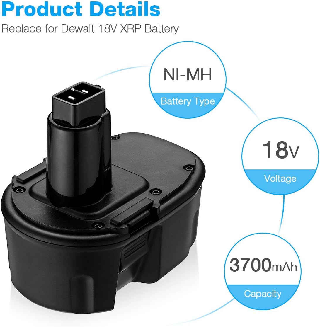 Powerextra 18V 2Pack DC9096 DC9098 Replacement Battery for Dewalt 18 Volt XPR Battery DC9096 DC9098 DC9099 DW9095 DW9096 DW9098 DE9038 3700mAh Cordless Power Tools NI-MH: Home Audio & Theater