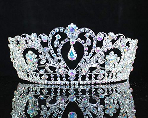 Gorgeous Ab Austrian Rhinestone Crystal Tiara Crown Bridal Prom Pageant H1339ab