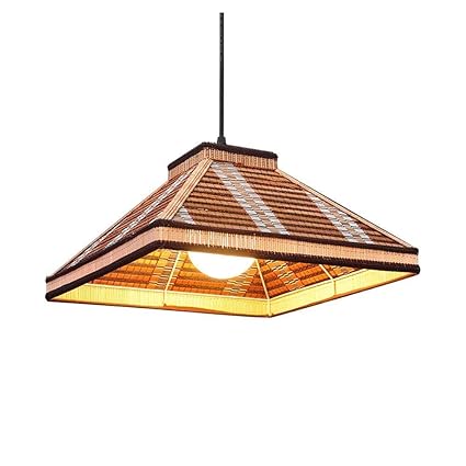 Amazon Com Mutang Square Bamboo Pendant Lamp Rattan Restaurant