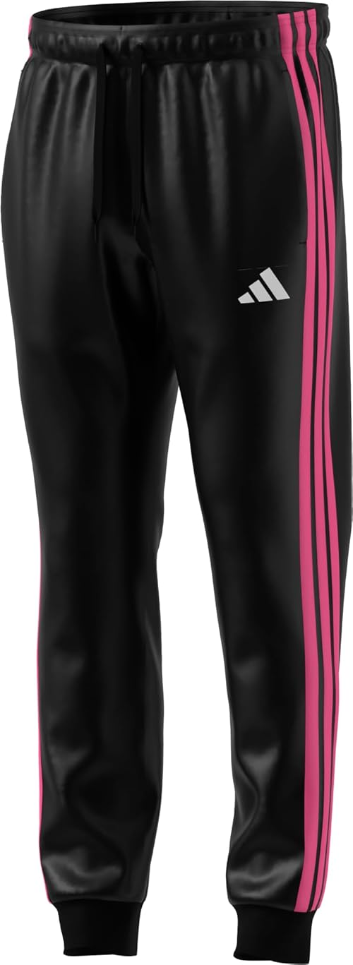 adidas Men's Tall Size 3-Stripes Tricot Tapered Track Pants, Black/Lucid Pink