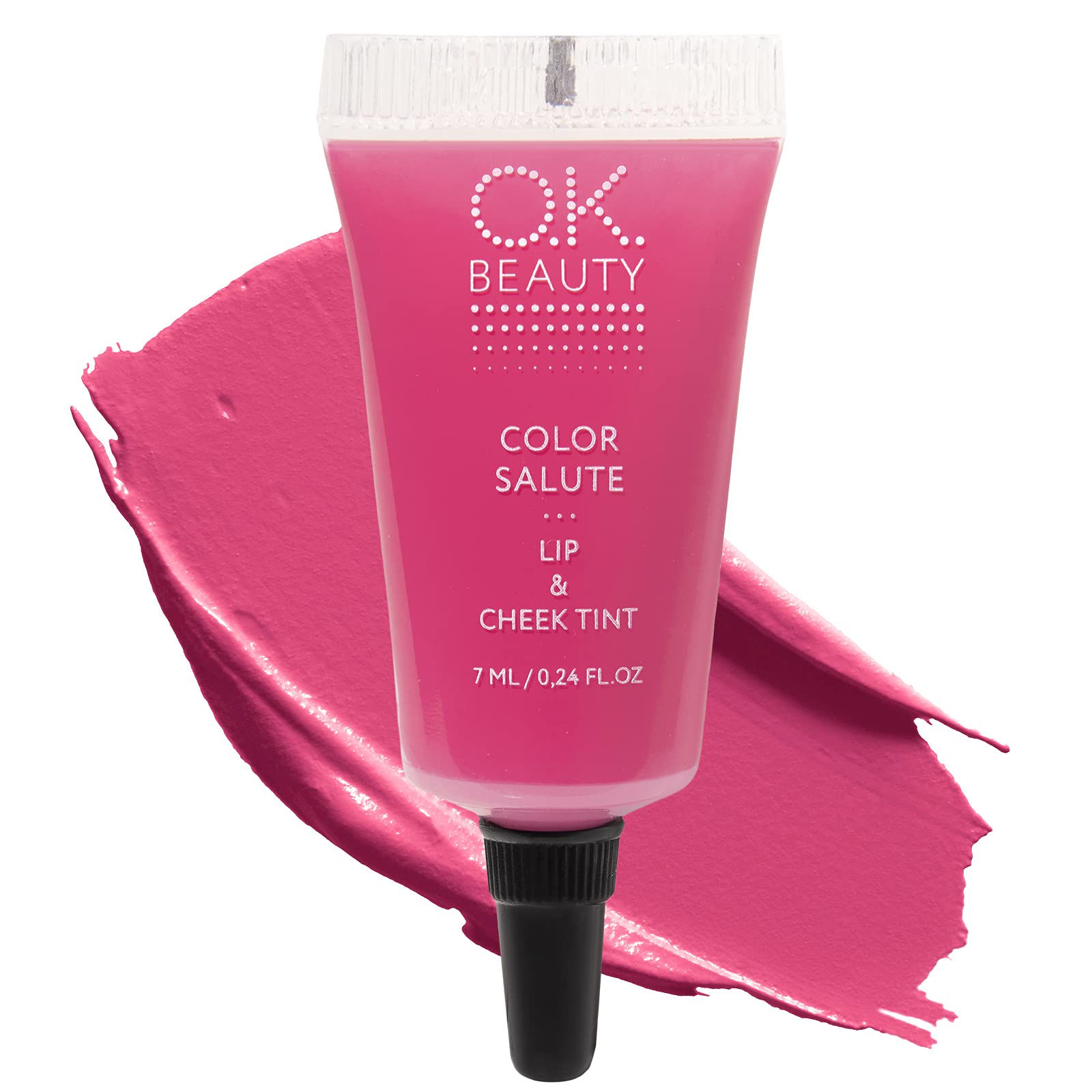OK Beauty Color Salute Lip & Cheek Tint โ Long Lasting Lip Stain & Liquid Blush in 9 Trendy Colors For Cheeks, Lips and Eyelids Makeup - Hillier (Fuchsia)