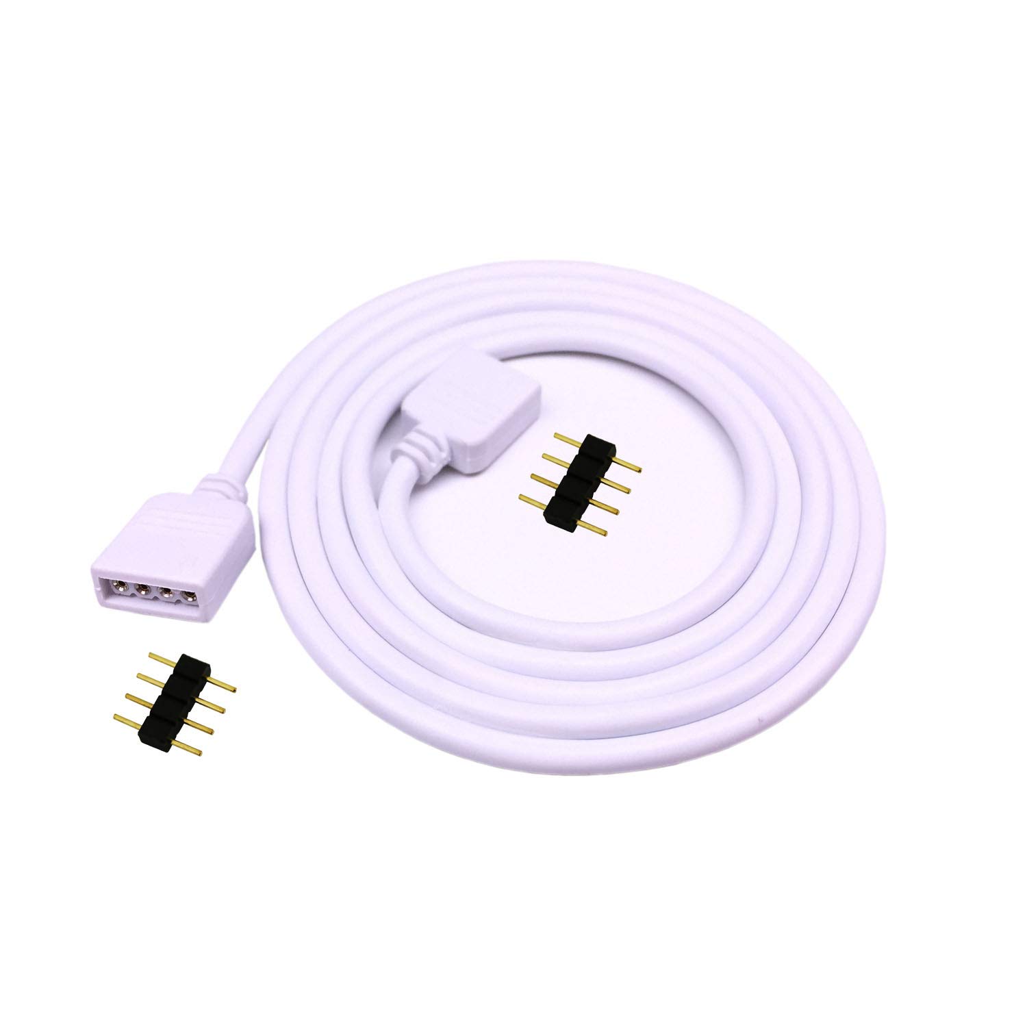 LitaElek 5m 16.4ft RGB LED Strip Extension Cable 4 Pin LED Tape Extension Cord LED Ribbon Extension Wire LED Band Extender Quick Connector Cable for SMD 5050 3528 2835 RGB LED Strip Light, White