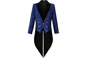 IWQBQ Mens Floral Tuxedo Jacket Paisley Embroidered Tux Swallowtail Slim Fit Party Tailcoat
