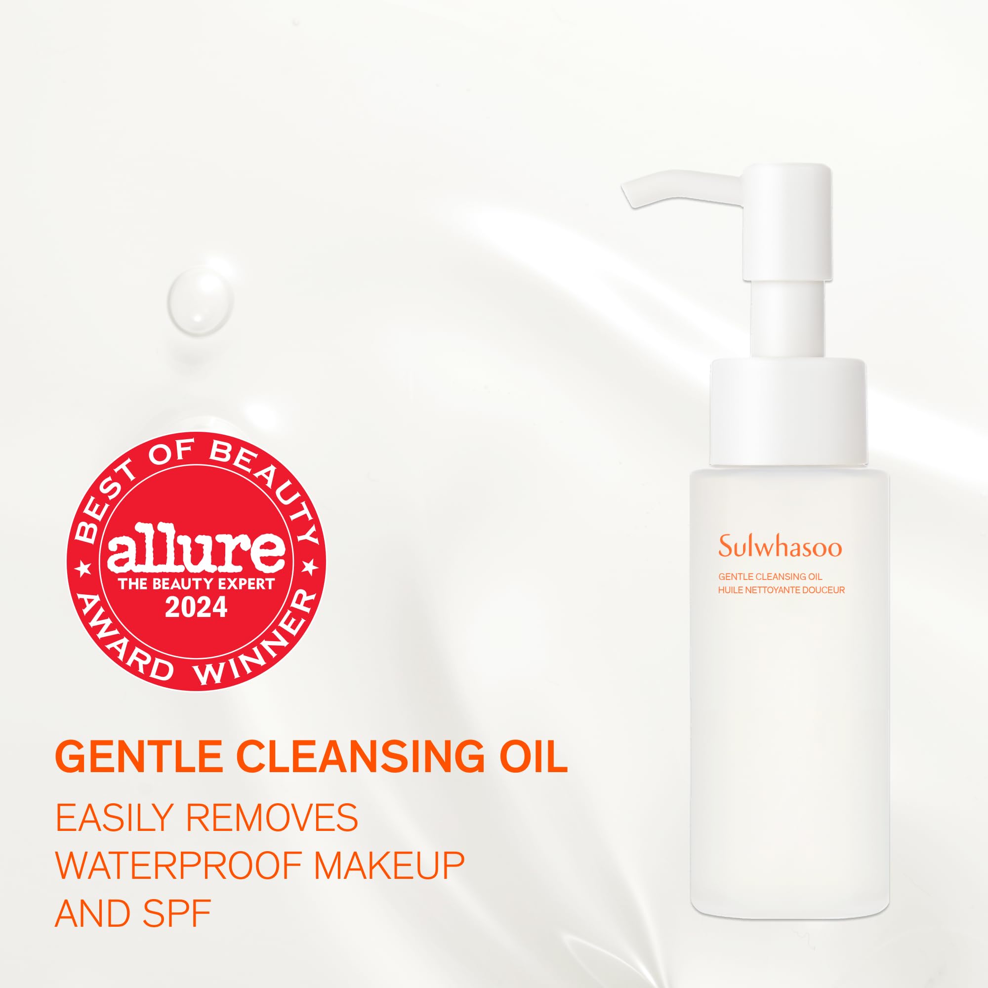 Sulwhasoo Gentle Cleansing Oil - Korean Cleanser for All Skin Types, Hydrating, Soothing & Refreshing, Removes Waterproof Makeup, SPF & Pore Clogging Impurities