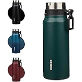 BJPKPK 32oz Insulated Water Bottle with Handle BPA Free Stainless Steel Travel Thermal Flask Reusable Large Water Bottle,Dark Green