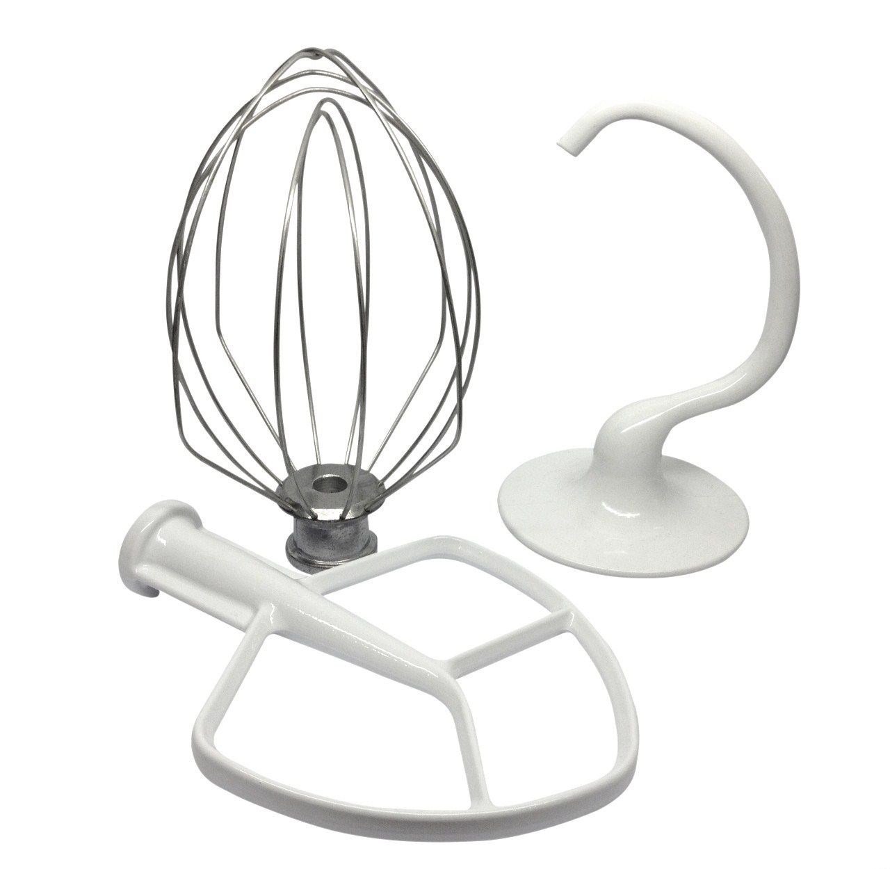 KITCHENAID PROFESSIONAL 5QT COATED FLAT BEATER K5AB,DOUGH HOOK K5ADH AND K5WW WIRE WHISK BOWL
