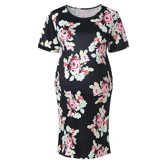 Adeshop Enceintes Robe élégant Femmes Enceintes Col Rond