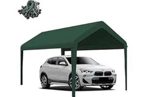 GOTRUTH Canopy Replacement Cover, Carport Replacement Canopy, 800D Oxford Waterproof & UV Protected Tarp with Ball Bungees (Frame is not Included) (Green, 10x20)