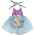 Wennikids Baby Girls Sequins Mermaid Bodysuit Romper Jumpsuit Summer Sunsuit Outfits