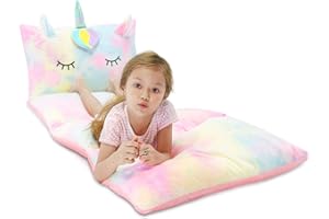 Yoweenton Unicorn Kids Floor Pillows Bed Seat Cover Queen Size Fold Out Lounger Chair Bed for Boys Girls Floor Cushion for Kids Room Decoration Cover ONLY