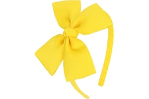 MIDI RIBBON MEEDEE Hairband, Yellow Grosgrain Bow Headband for Girls Toddlers Kids Party Decor Cosplay Costume Headwear Makeup Handmade Hair Band, 1 PC