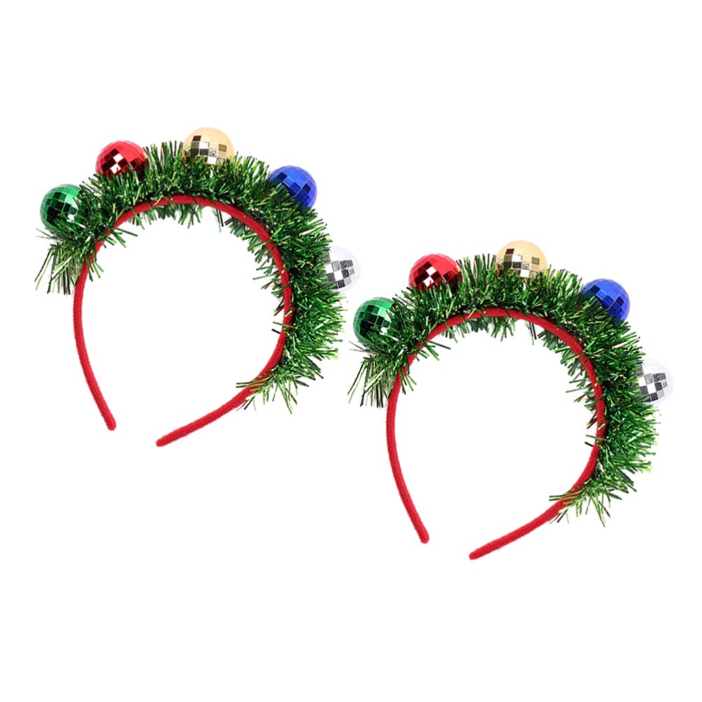 ABOOFAN 2 Pcs Christmas Hair Hoop Xmas Colorful Baubles Tassel Headband Performance Prop Holiday Hair Accessories Goodie Bag Fillers for Adults Children