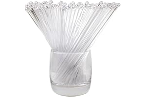 BOYIVI 120 Pieces Ball Head Stirrer Disposable Plastic Round Top Crystal Swizzle Sticks, Crystal Cake Pops, Cocktail Coffee Drink Stirrers