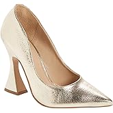 Junayuan Women's Pointed Toe High Heel Pumps Closed Toe Flared Heel Slip-On Party Wedding Office Dress Shoes