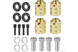RCJUMPANT 4PCS 12mm Wheel Hubs Hex Pins Adapter-Heavy Duty Brass(5-20mm) for TRX4 TRX6 RC Crawler – Heavy Duty Wheel Spacers & Extensions (15mm)