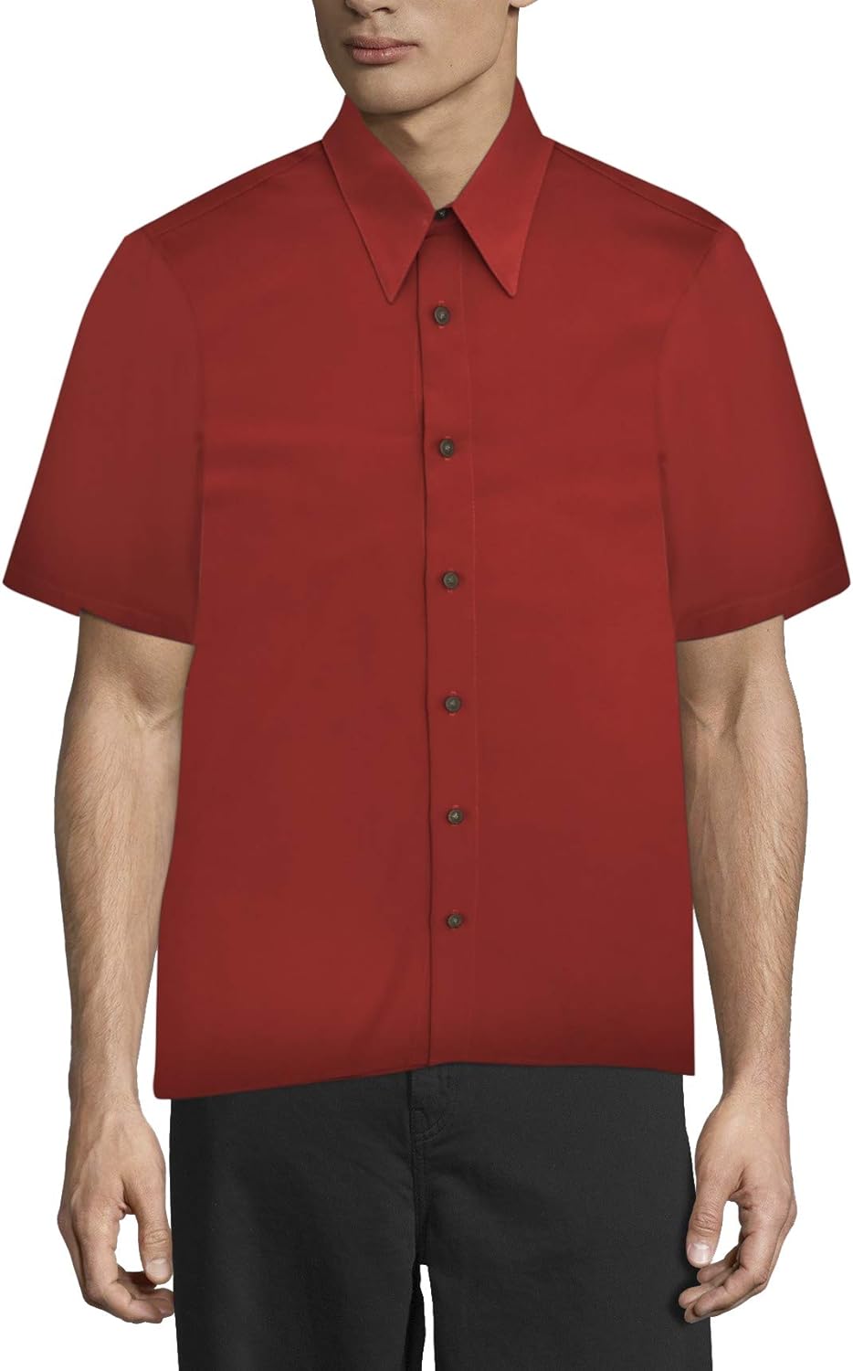 Men's Regular Fit Short Sleeve Dress Shirt Red at Amazon Men’s