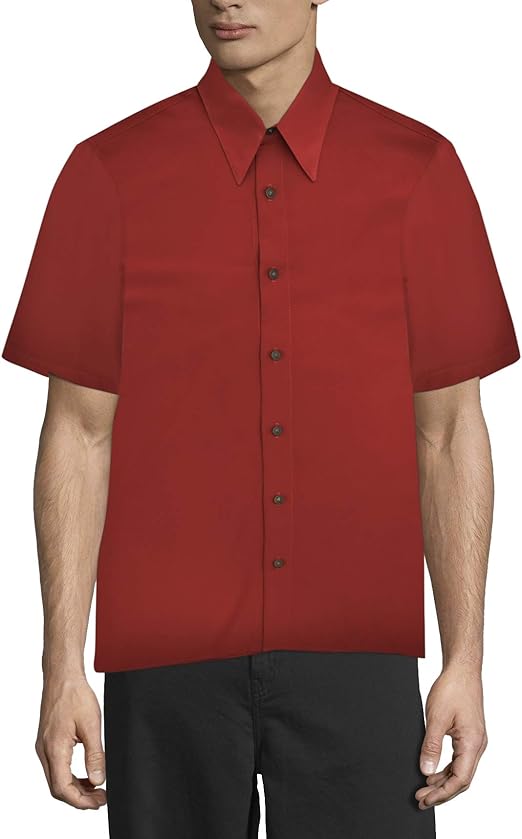 Men's Regular Fit Short Sleeve Dress Shirt Red at Amazon Men’s