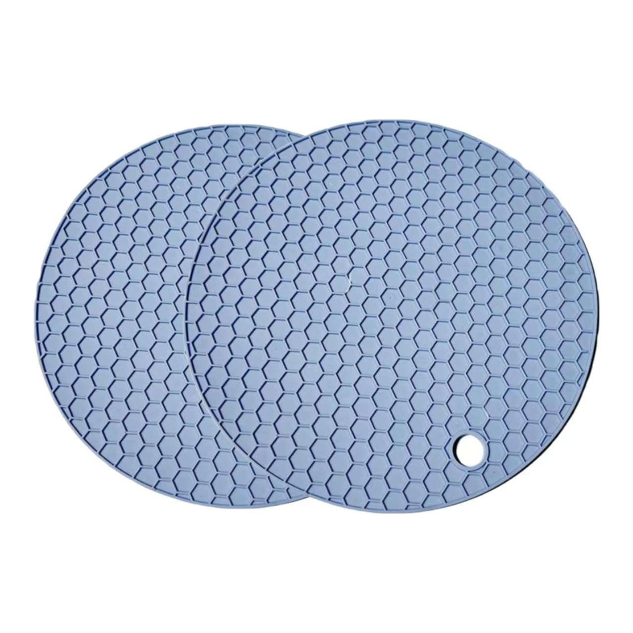 View 1 of (2 Packs) Trivets for Hot Dishes, Silicone Hot Pads Pot Holders for Kitchen, Non-Slip Heat Resistant Silicone Mat for Countertops, Spoon Rest, Multipurpose Food Grade Thick Trivet, Blue