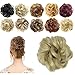 FESHFEN Ribbon Ponytail Hair Extensions Wavy Curly Messy Hair Bun Extensions Scrunchy Scrunchie Hair Bun Updo Hairpiece Donut Hair Chignons Hair Pieces Wig - A17 Pale Golden Blonde & Bleach Blonde