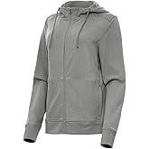 Antigua Women’s Seeker Full Zip Fleece Hoodie - Ultra‑Soft Heather Fleece, Lightweight Layer, Stay‑Put Hood, Everyday Comfort