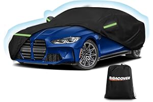 BIGACOVER Car Cover for BMW M4/ 4 Series 420i 428i 430i 435i 440i /4 Coupe 2014-2024, Waterproof 210D Oxford Cloth and Cotton Cover Outdoor Full Car Covers with Zipper Windproof Heavy Duty All Weather