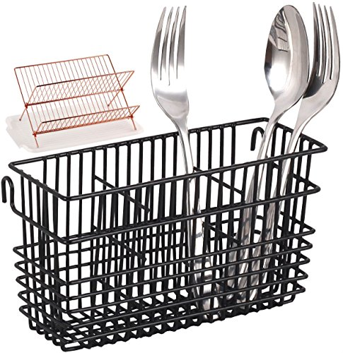 Neat-O Sturdy Utensil Drying Rack Basket Holder (Black)