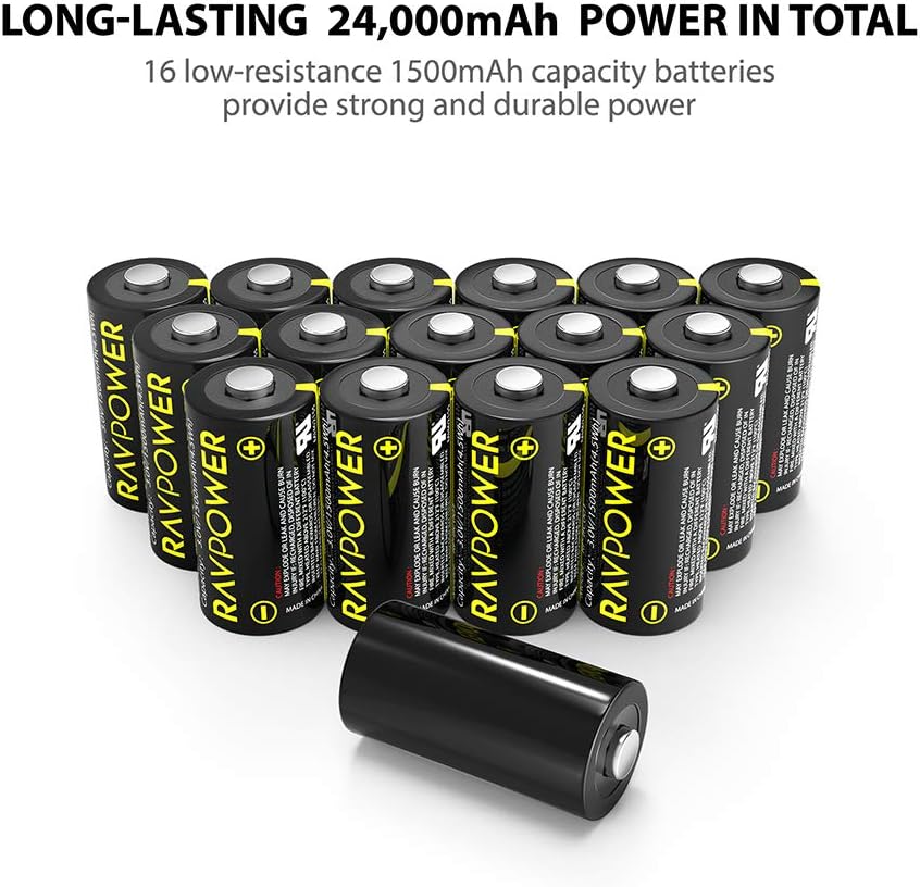 CR123A 3V Lithium Battery RAVPower Non-Rechargeable Lithium Batteries [16 Pack 1500mAh Each] 10 Years of Shelf Life for Arlo Cameras Polaroid Flashlight Microphones [CAN NOT BE RECHARGED] : Camera & Photo