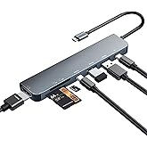 USB C Hub Multiport Adapter, 7 in 1 USBC Dongle with 4K HDMI, 100W PD Charging, USB 3.0, SD/TF Card Reader, USB-C Docking Station for MacBook Pro/Air, Chromebook, Dell, HP and Other Type C Laptops