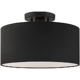 Livex Lighting Bainbridge 1 Light Black Color Fabric Ceiling Mount