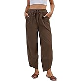 grewley Womens Corduroy Pants Casual Wide Leg Pants Harem Pants Baggy Trousers Drawstring Elastic with Pockets