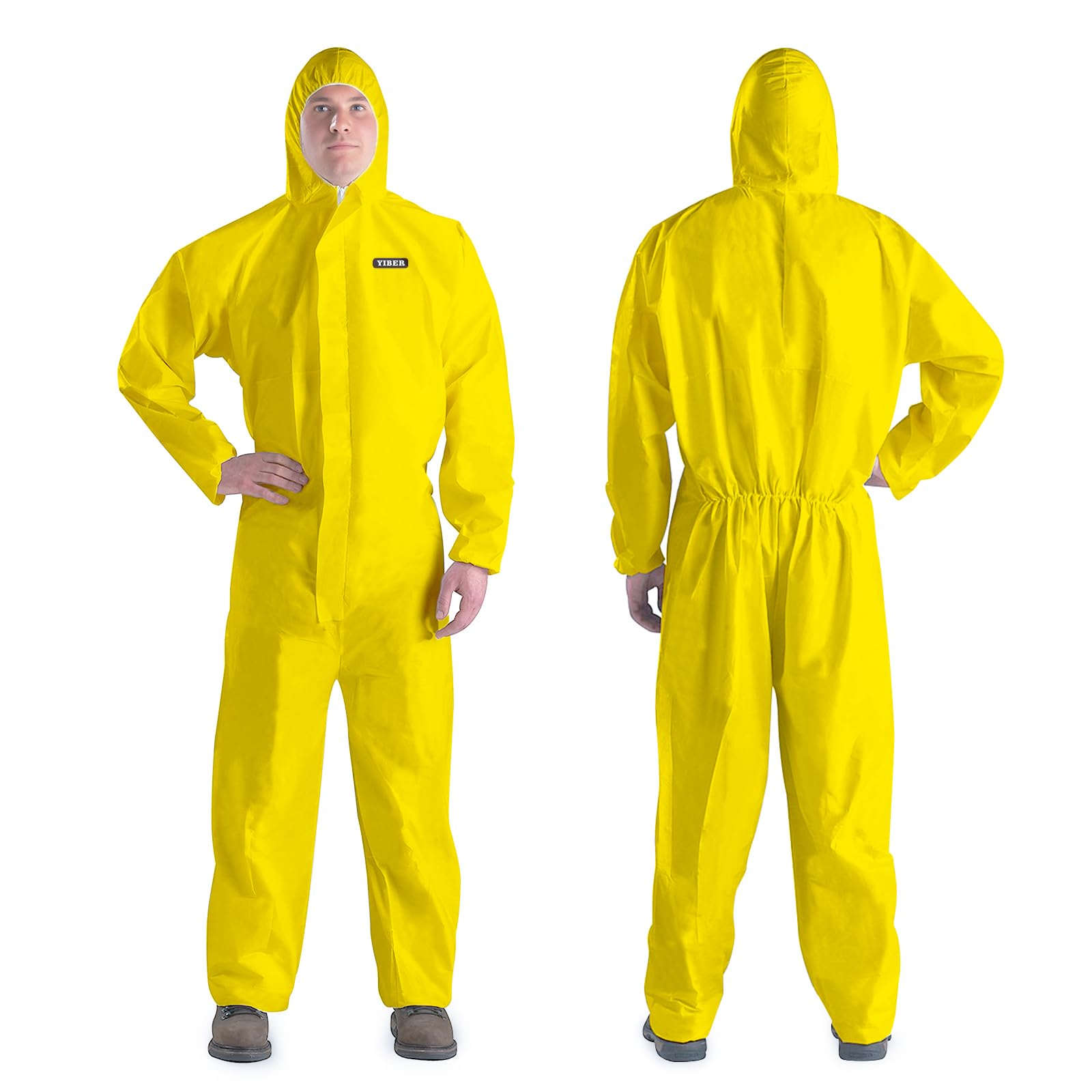 YIBER Hazmat Suit Disposable Coverall | Heavy Duty Full Body Paint Coverall & Suit in 7 Sizes with Multiple Specifications With Hood - Breathable & Water Resistant - 3X-Large, Yellow, 3 Image YIBER Hazmat Suit Disposable Coverall | Heavy Duty Full Body Paint Coverall & Suit in 7 Sizes with Multiple Specifications With Hood - Breathable & Water Resistant - 3X-Large, Yellow, 3 Image