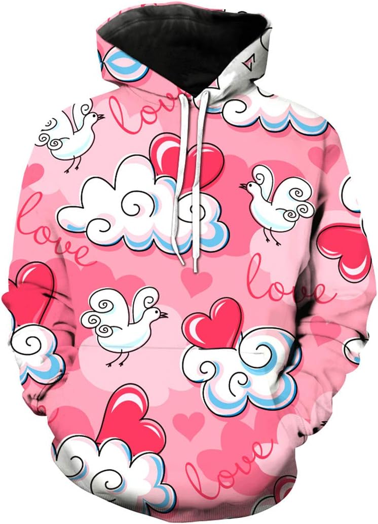 New Children Love 3D Pink Print Kids Boys Girls Cloud Spring Autumn Long Sleeve Hoodies