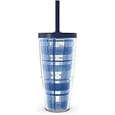 Tervis Blue Denim Made in USA Double Walled Insulated Tumbler Travel Cup Keeps Drinks Cold & Hot, 24oz with Straw Lid, Classic