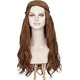 M MISS U HAIR Women Long Wavy Brown Wigs with Braid Princess Renaissance Hippie Cosplay Party Wig