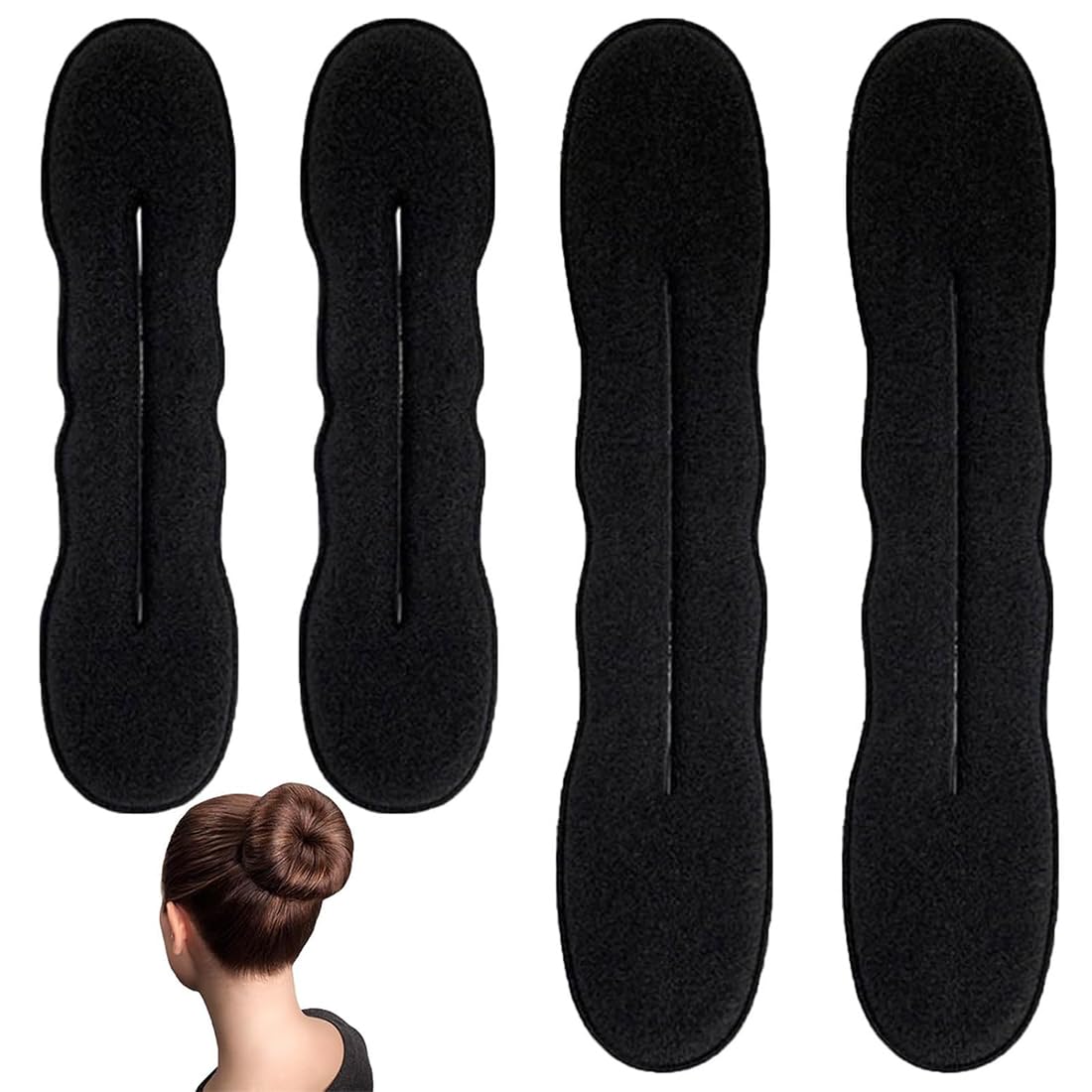 FMYODWU Pack of 4 Magic Bun, Bun Maker Upgraded Hair Clip Sponge Clip Haircut Donut Bun Curler Donut Tool, 2 Large and 2 Small, Perfect for Stylish Buns and Chignons