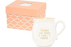 C.R. Gibson White and Orange ''Friends The Family You Choose'' Porcelain Coffee Mug, 16 fl. oz.