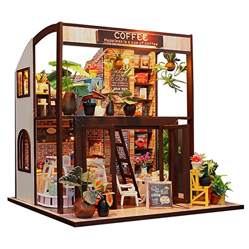 Flever Dollhouse Miniature DIY House Kit Creative Room with Furniture for Romantic Valentine's Gift(Time of Coffee) - Image 3