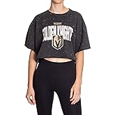 Calhoun NHL Surf & Skate Womens Oversize Drop Shoulder Acid Wash Cropped T-Shirt