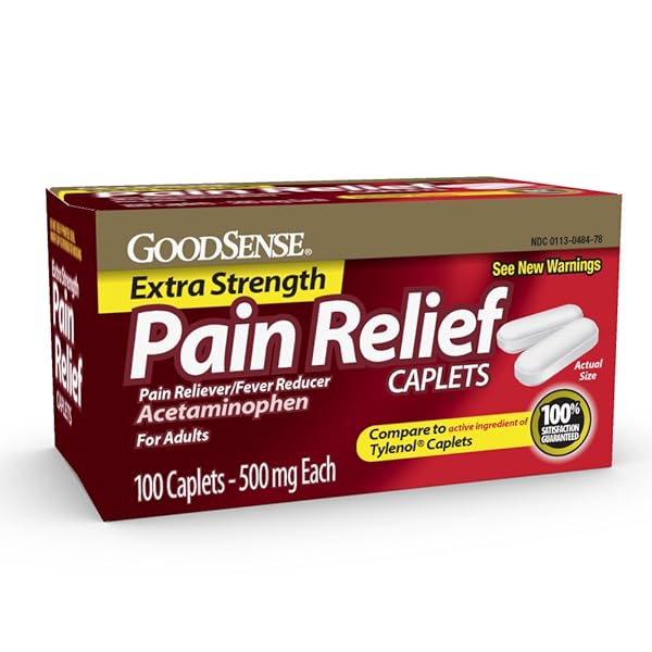 GOODSENSE EXTRA STRENGTH PAIN RELIEF – ACETAMINOPHEN CAPLETS 500 MG – HEADACHE, MUSCLE ACHE, ARTHRITIS RELIEF, 100 COUNT