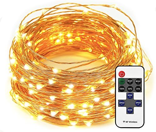 LED String Lights 33ft with 100 LEDs Dimmable Waterproof for Bedroom, Patio, Garden, Party, Wedding Decoration (Copper Wire, Warm White)