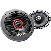 MB Quart Formula 6.5 Inch Slim Mount 2-Way Coaxial Car Speakers, Pair | Slim mount design fits shallow door openings; aluminum dome tweeters with butyl rubber surrounds for clear highs