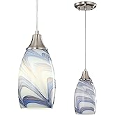karyfine Mini Art Glass Pendant Lights Kitchen Island Blown Glass Pendant Lighting with Brushed Nickel Finish Adjustable Cord