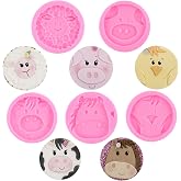 ZiXiang Animal Silicone Mold Cow Sheep Pig Chicken Fondant Molds Set of 5 | Pony Farm Animal Chocolate Candy Molds Farm Theme Birthday Cake Decorating Cupcake Topper Polymer Clay Resin Gum Paste