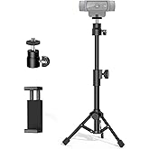 InnoGear Webcam Tripod, Extendable Webcam Stand for Desk Camera Stand Mount with Phone Holder for Webcam C922 C930e C920S C920 C615 C960 C920x BRIO 4K NexiGo N60, Right Light, GoPro with 1/4" Thread