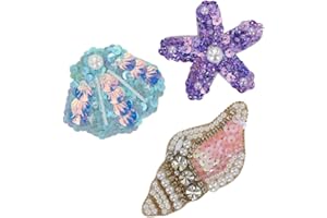 RESOURCES HOUSE Ocean Sea Star Conch Shell Patches Sequin Bead Rhinestones Pearls Clothes Appliques Sewing Accessories 1set TH2342-1A