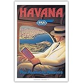 Havana Cuba - Pan American Airways (PAA) - Vintage Airline Travel Poster by Kerne Erickson - Master Art Print (Unframed) 12in x 18in