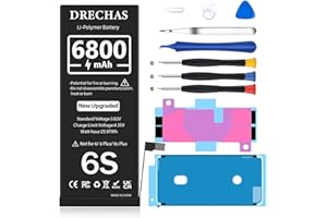 DRECHAS [6800mAh Battery for iPhone 6S, 2023 New Upgraded High Capacity 0 Cycle Li-Polymer Replacement Battery for iPhone 6S Models A1633, A1688, A1700 with Complete Professional Repair Tool Kit