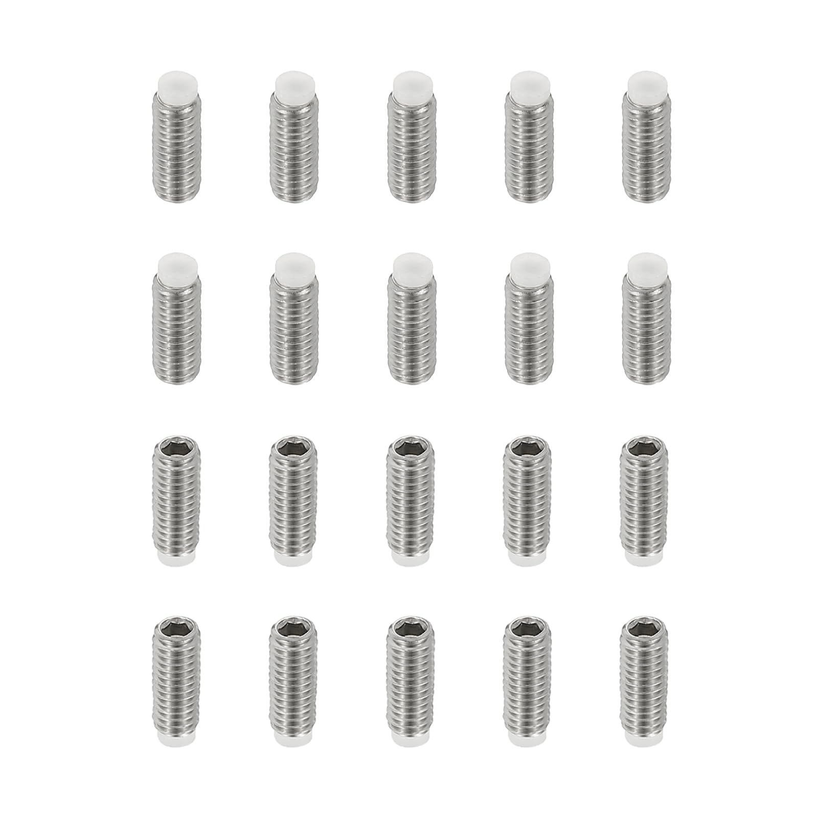 PATIKIL M4x10mm Nylon Tip Grub Screw, 20pcs 304 Stainless Steel Metric Hex Socket Head Cup Point Anti Slip Set Screws Internal Hex Drive Hardware — image 1
